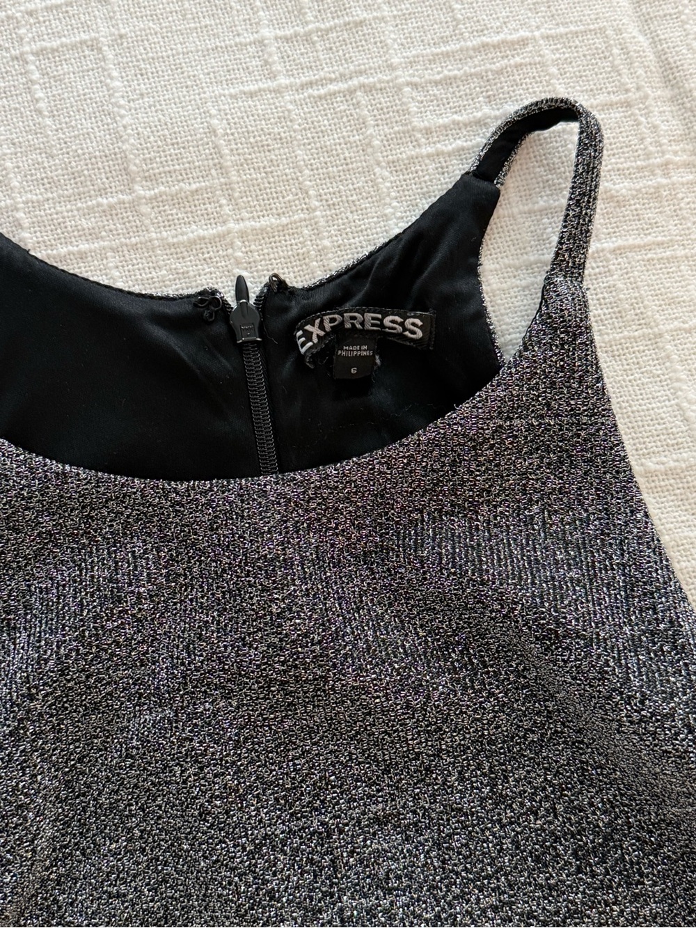 Express Metallic Black Sparkle Tank Top